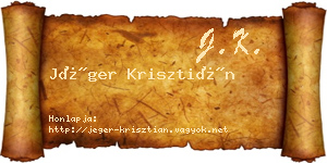 Jéger Krisztián névjegykártya